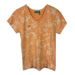 Fresh Produce Top Women S Orange Tshirt Seashell Coastal Spring Summer Novelty